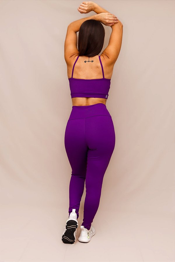Conjunto Legging Lisa + Top Decote Alça Confort - Ameixa