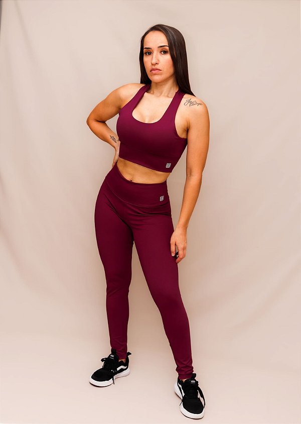 Conjunto Legging Lisa + Top Decote U Confort - Roxo Profundo