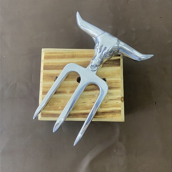 Garfo Tridente Cromado - Alumínio - C/ Suporte