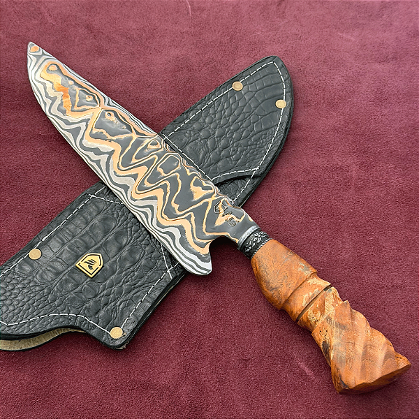 Damasco Mokume-Gane Aleatório 9,5" - Cabo Premium