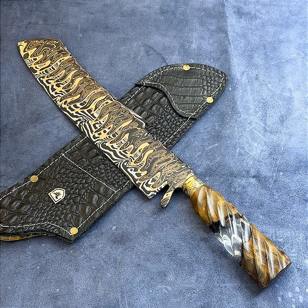 Damasco Mokume-Gane Aleatório 11" - Cabo Premium