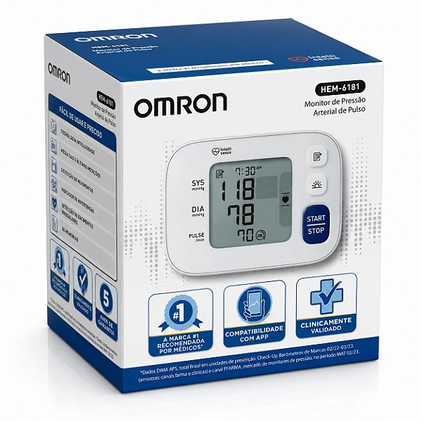 Monitor de Pressão Arterial de pulso OMRON- HEM-6181