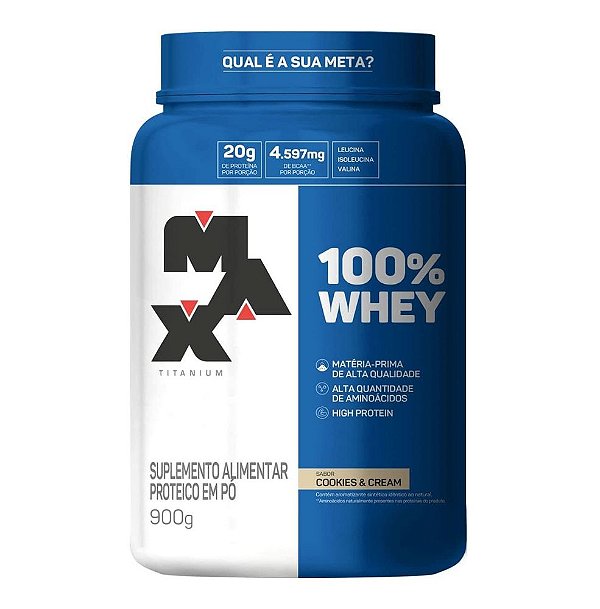Whey 100% -  Cookies e Cream - 900g - Max Titanium