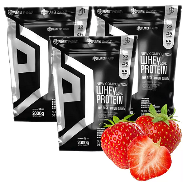 Whey Protein 100% - Morango- 2kg - Planet Pharma