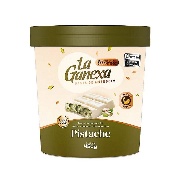 Pasta de Amendoim - Chocolate Branco com Pistache - 450g - La Ganexa