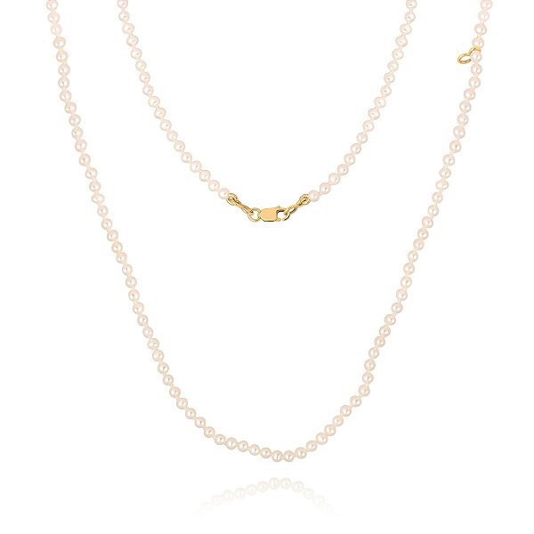 Colar de Pérolas Naturais com Fecho em Ouro 18K