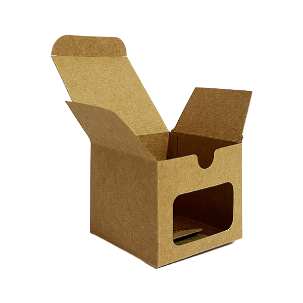 Caixas para Velas Aromáticas Pote Patê Com Visor Kraft 7,5x7,5x6,5 cm