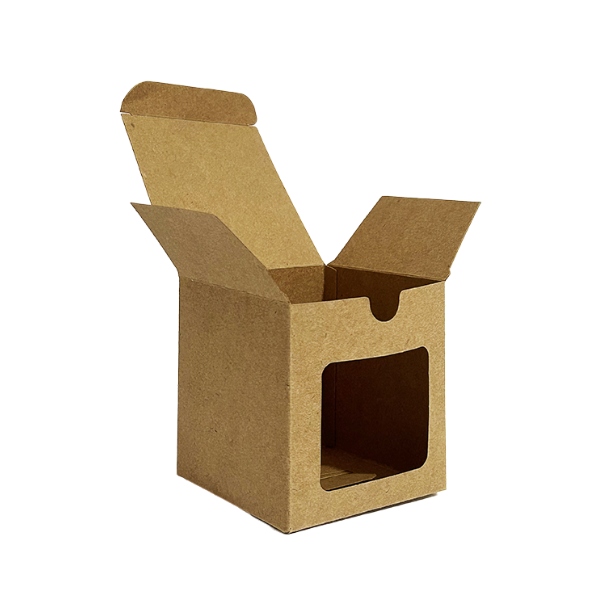 Caixas para Velas Aromáticas 8x8x8,5 cm para Copo Whisky Com Visor Kraft