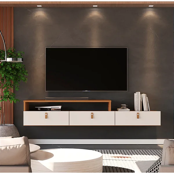 Rack Suspenso Lion Pequeno Painel Parede Quarto Estante Tv Home Decorativo para Sala Estar