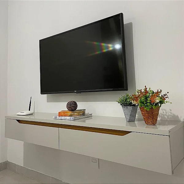 Rack Suspenso Uno P/ Tvs até 55 Polegadas 160cm 2 Portas - Olivar Móveis