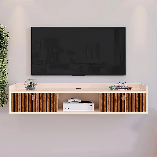 Rack Suspenso Sala Tv 1.20cm Home Decoração Parede Quarto Nicho 2 Porta Painel TV Aparador MULTI COR