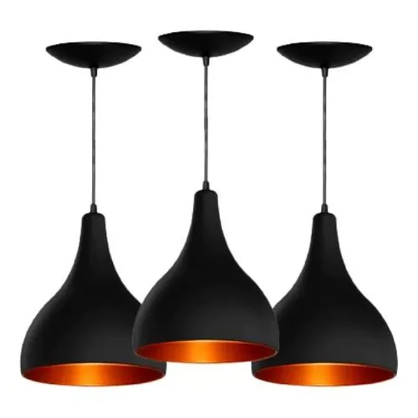 Kit 3 Pendente de Luminária Modelo Gota para Cozinha, Sala, Quarto Escritótio, Area Gourmet