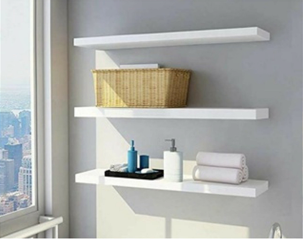 Kit Com 3 Prateleiras Decorativas 90x20 Para Quarto - Cor: Branco