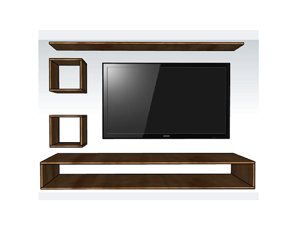 RACK SUSPENSO 90X25X20 PARA TV APARADOR PRATELEIRAS MAIS 2 NICHOS DE 23X20X20 E PRATELEIRA  90X20