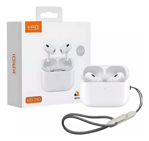 Fone de Ouvido Sem Fio Bluetooth Kaidi KD-790 – TWS Touch IPX4 4-5h de Uso + Standby Bluetooth 5.3 Estojo com Corda