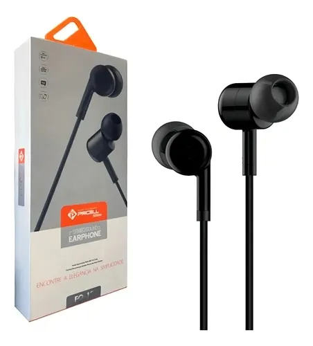 Fone de Ouvido Stereo Slim Com Fio PMCell FO-13 – In-ear P3 Com Microfone