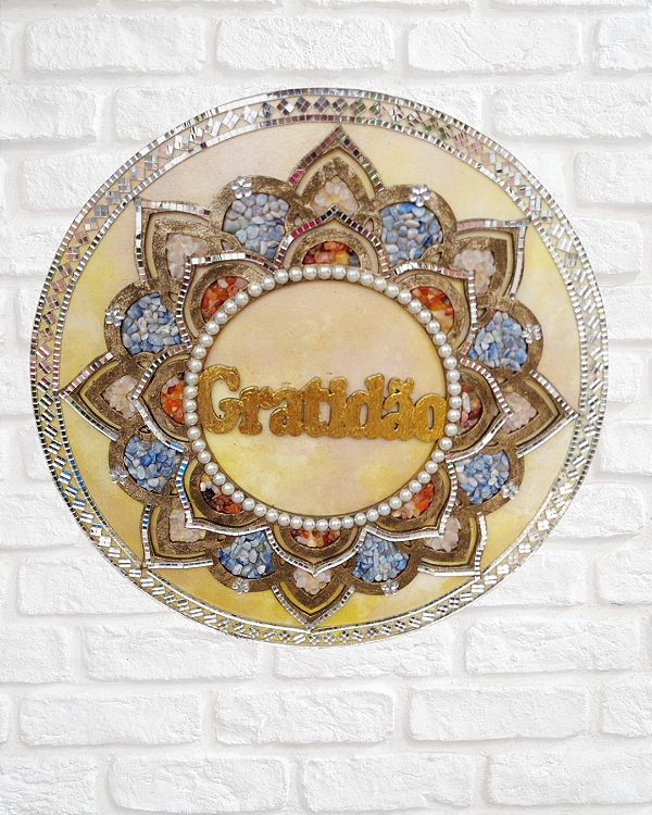 Portal de Luz GRATIDÃO COM CRISTAIS 33 cm