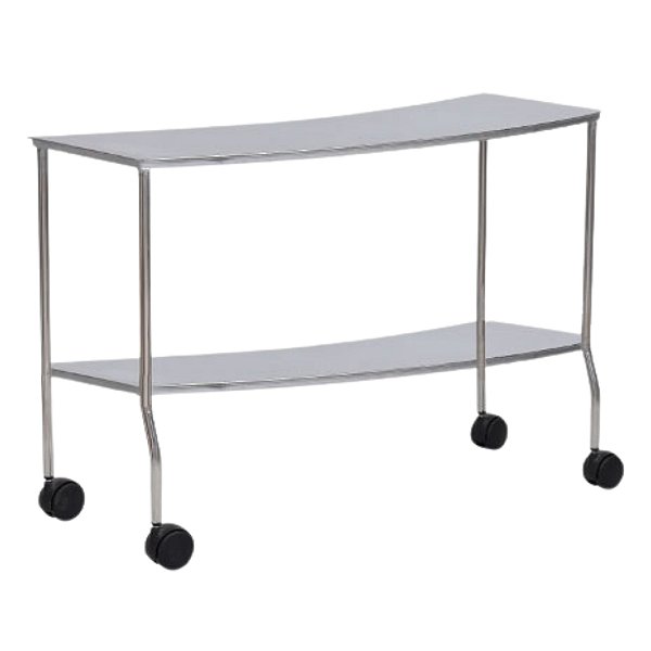 Mesa Semi Circular Inox Com Prateleira