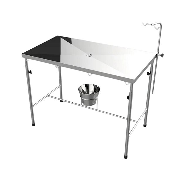 Mesa Veterinária Para Atendimento em Aço Inox Com Suporte e Balde