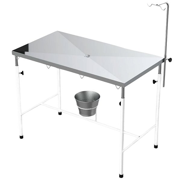 Mesa Veterinária Para Atendimento em Epóxi Com Suporte e Balde