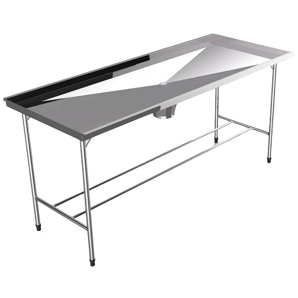 Mesa Veterinária Para Necrópsia em Aço Inox Com Vinco e Borda
