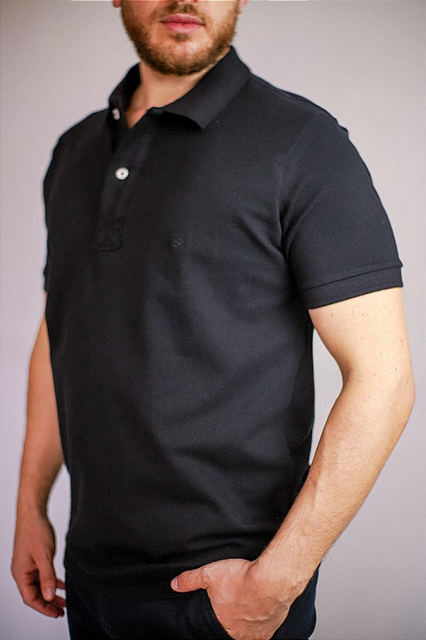 Polo Masculina Manga Curta Ros3000 Preto