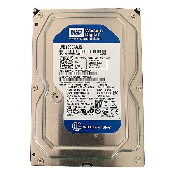 Disco rígido interno Western Digital WD WD1600AAJS 160GB + Cabo Sata