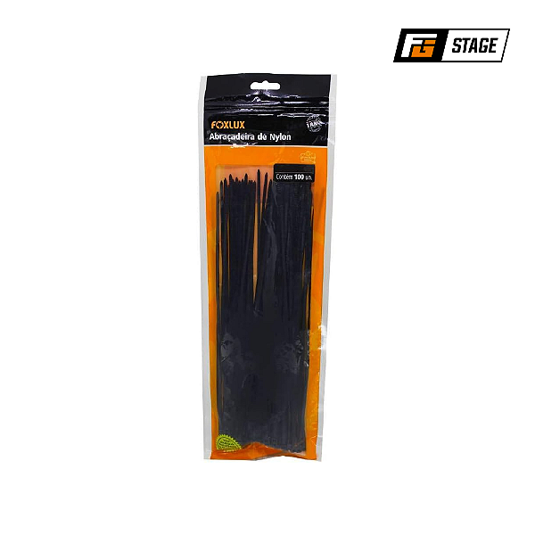 ABRACADEIRA NYLON FOXLUX 200MM X 2,5MM PT PCT C/100 UNIDADES