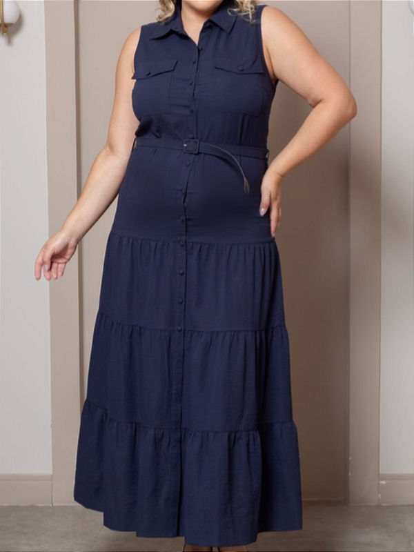 Vestido Longo Plus Size com Cinto