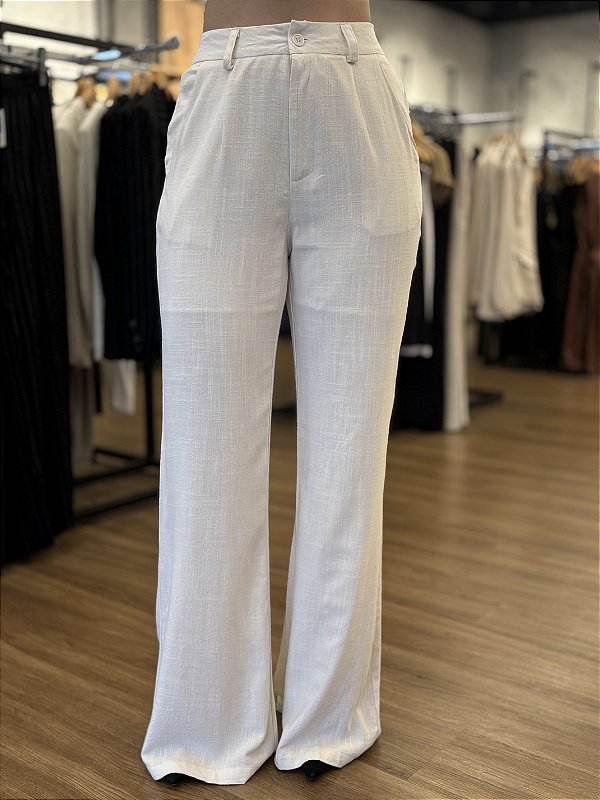 Calça Linho Pantalona Branca