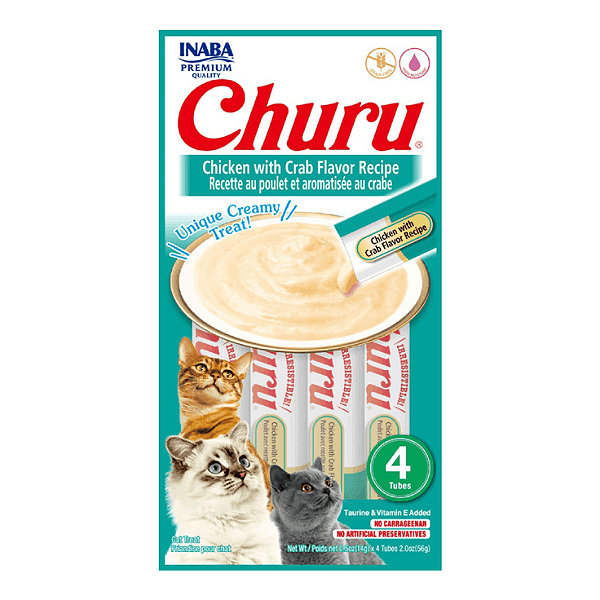 Patê Churu Frango e Carangueijo p/ Gatos 4 Unidades de 56 g