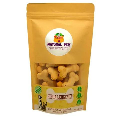 Biscoito Artesanais p/ cães e gatos Hipoalergênico 60 g