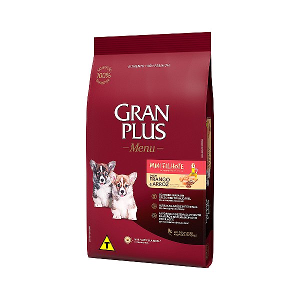 Ração Gran Plus Menu  p/ Cães Filhotes Mini Frango & Arroz 3 Kg