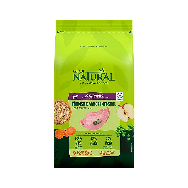 Ração Guabi Natural Cães Adulto Médio Frango & Arroz Integral 2,5 Kg