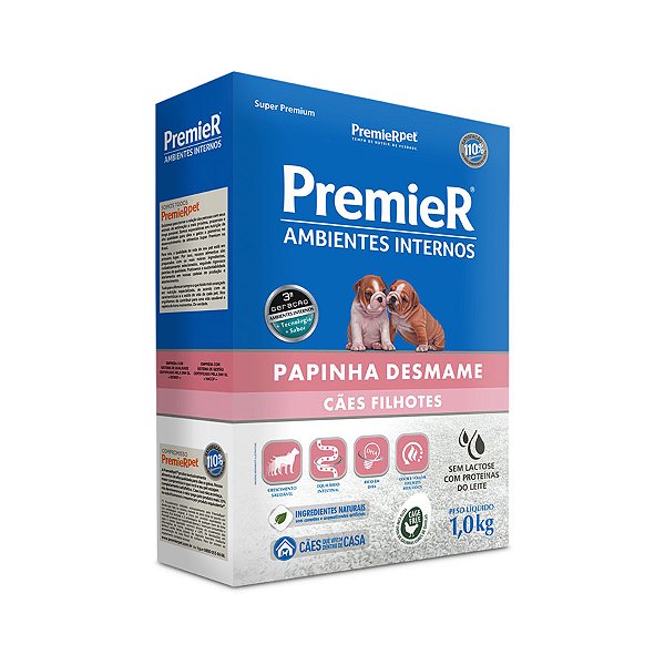 Ração Premier Ambientes Internas Papinha p/ Cães Filhotes 1 kg