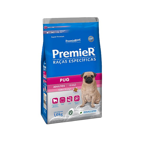 Ração Premier Cães Raças Específica Adulto Pug Frango 2,5 kg