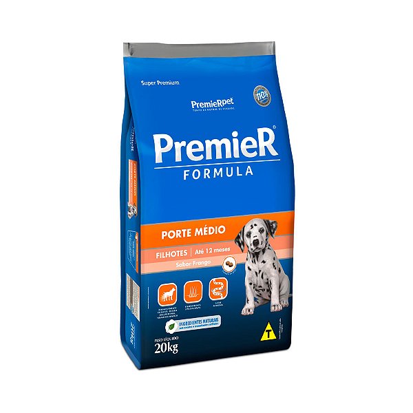 Ração Premier Formula p/ Cães Filhotes Raças Média 20 kg