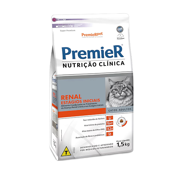 Ração Premier Gatos Nutrição Clínica Renal Estágio Inicial 1,5 kg
