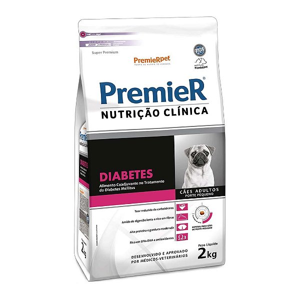 Ração Premier Nutrição Animal p/ Cães Adulto Diabetes Porte Pequeno 2 kg