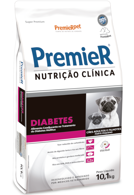 Ração Premier Nutrição Clinica Diabetes p/ Cães Adulto Filhote porte Pequeno c/10,1 kg