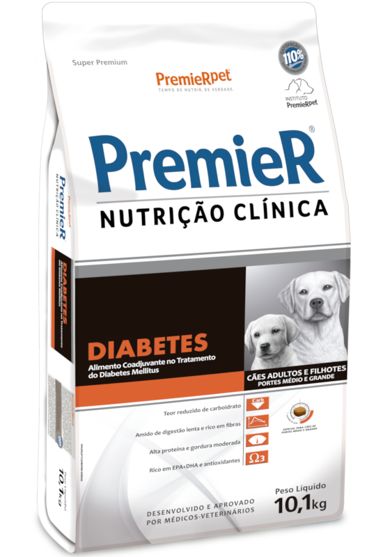 Ração Premier Nutrição Clínica Diabetes p/ Cães Médio/Grande c/ 10,1 kg