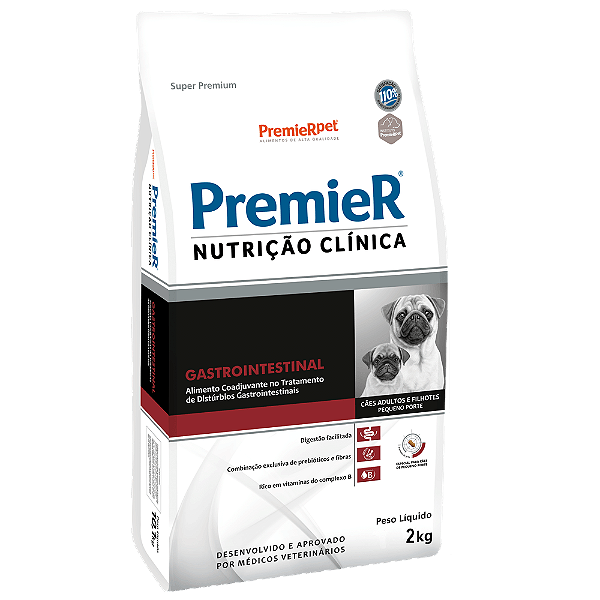 Ração Premier Nutrição Clínica Gastrointestinal p/ Cães Adulto & Filhotes Pequeno 2 kg