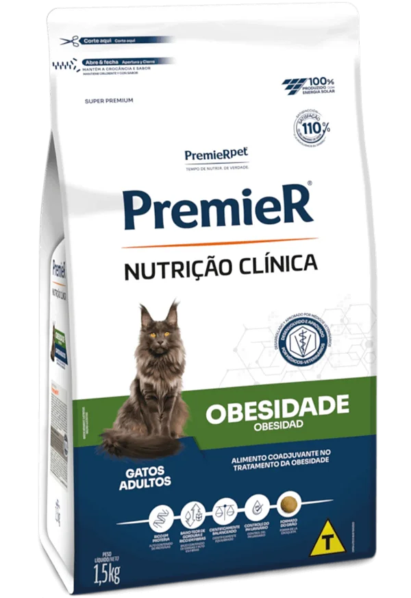 Ração Premier Nutrição Clínica p/ Gatos Obesidade 1,5 kg