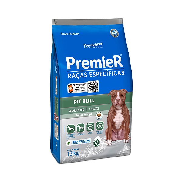 Ração Premier Raças Específicas p/ Cães Adulto  Pit Bull Sabor Frango 12 kg