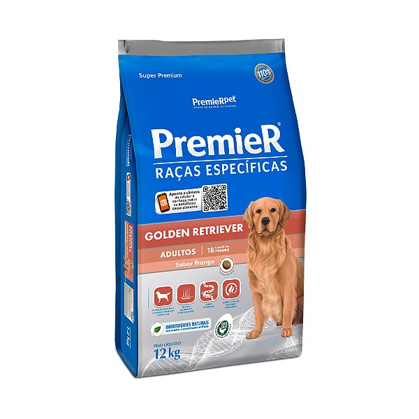 Ração Premier Raças Específicas p/ Cães Adulto Golden Retriever Sabor Frango 12 kg