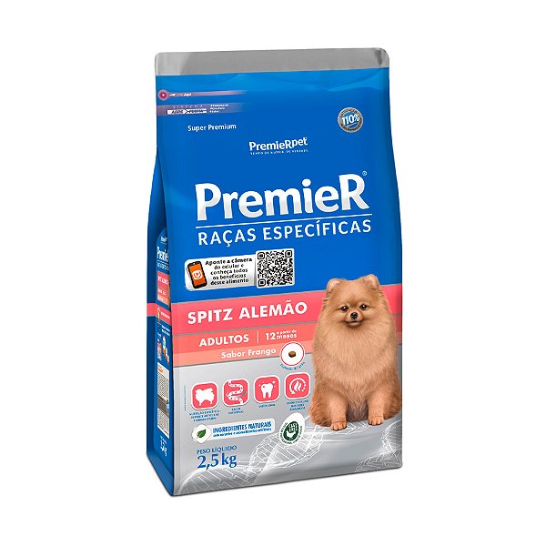 Ração Premier Raças Específicas P/Cães Adulto Spitz Alemão Frango 2,5 Kg