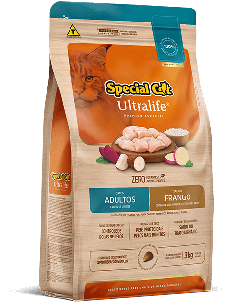 Ração Special Cat Ultralife Gatos Adultos 12 meses + Frango c/Batata Mandioca Bet.e Arroz 10,1 kg