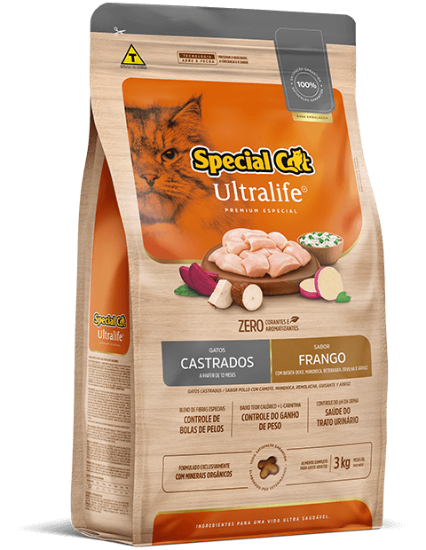 Ração Special Cat Ultralife Gatos Castrados Frango c/Bat/Mand/Beterr/Arroz 1 kg