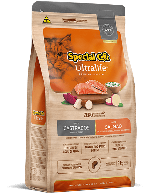 Ração Special Cat Ultralife Gatos Castrados Salmão c/Bat/Mand/Beterr/Arroz 3 kg
