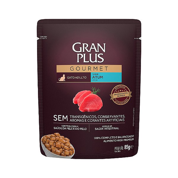Ração Úmida Gran Plus Gourmet  Gato AD. Atum Sachê 85g.